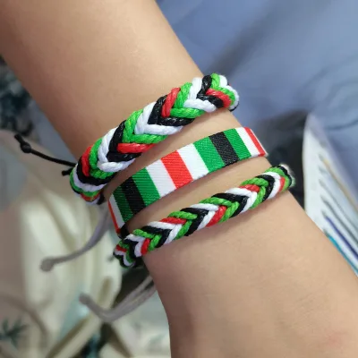 Wholesale Free Palestine Bracelet Palestinian Flag Color Woven Matching Middle East Arabic Style Palestine Jewelry Bracelet