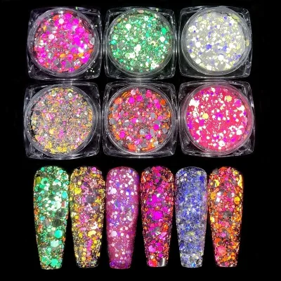 New Glitter for Nail Gel Nail's Decoration Holographic Galaxy Chameleon Nail Glitter Powder