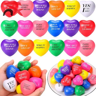 Wholesale Custom logo Hot Sale Soft Foam Customize PU Heart Shape Stress Balls Anti-Stress Ball Stress Relief Ball for Adults