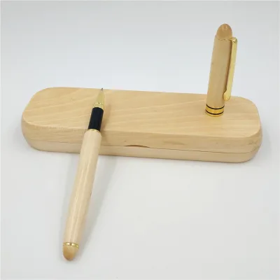 Wooden Roller Ball Pen Customized Engraving Logo Luxury Business Gift ECO Friendly Handmade Wood Signature Pen Set with Wood Box