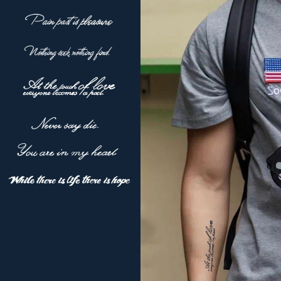 Custom Temporary Tattoo English Chinese Language Text Tattoo Long Lasting Waterproof Semi-permanent Tattoo