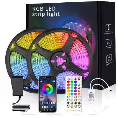 Smartphone Controlled Led Strip Light Kit 5 Meter Rgb Led Lights With Music Sync and Timer Function