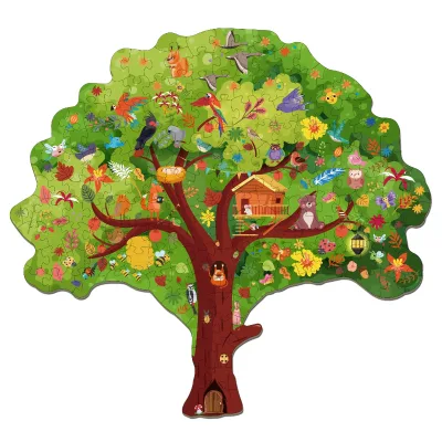 2023 Hot Sell 180-Piece Unique Tree Shape Puzzle Early Educational DIY Toy for Kids Cartoon Style Made of Paper