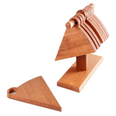 Wooden Pizza Plate Wood 9 Piece Pizza Slice Plates Set With Hanging Storage Stand