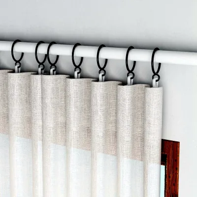 Black Iron Luxury Curtain Ring with Plastic Adjustment Hooks Set Multi-Diameter for Bathroom and Bedroom