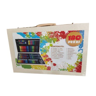 Art Set 180 Pieces Deluxe Kids Art Set in Wooden Case for Painting & Drawing Set Professional Art Kit
