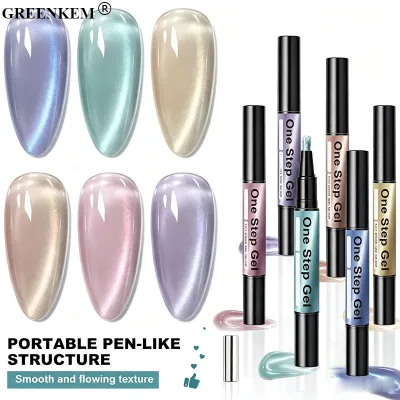 6 Colors Cat Eye One Step Nail Gel Pen 3 in 1 No Need Base/Top Coat UV LED Nail Gel Polish