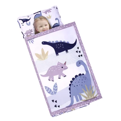 Animal Dot Patterned Kids Nap Mat Set Winter Cot Cover Bedding with Removable Pillow & Blanket for Sleep