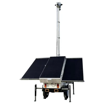 Three Solar Panels Trailer with MPPT Controller and Remote Monitoring for Remote Area Monitoring