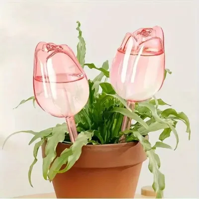Pink Tulip Plant Watering Balls Suitable for Indoor and Outdoor Plants Automatic Plant Drippers and Automatic Watering