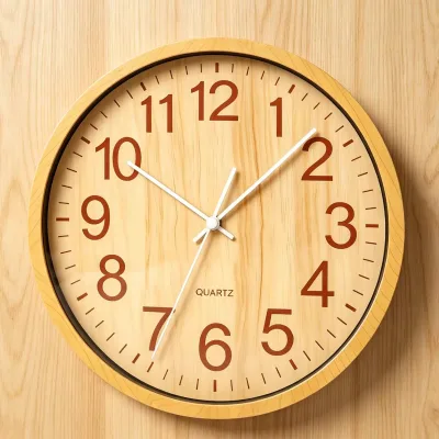 29CM Modern Hanging Wooden Mechanical Silent Sweep Movement Battery Operated Needle Display Wall PP Frame Glass Cover Home Decor