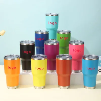 Car Mug 30oz Stainless Steel Tumbler Business Gift Custom Coffee Tumbler Cup with Lid and Straw Vacuum Insulated Water Bottle