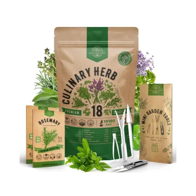 8 Variety Heirloom and Non-GMO Culinary Herbs Pack Felt Fabric for Indoor and Outdoor Home Garden Growing