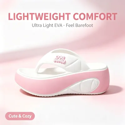 Wholesale Comfortable Breathable Printed EVA Flip-Flops for Women Summer Beach Sandals Non-slip Rubber Bottom Height-increasing