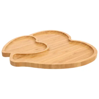 Wood Plates Bamboo Serving Tray Heart Shaped Fruit Cake Plate for Breakfast Buffets Birthday Party Supplies Serving Platter