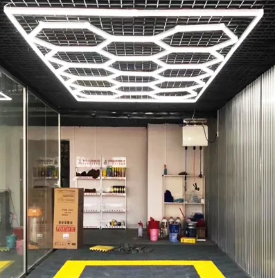 Hexagonal Car Detailing LED Grid Light, Nine-grid Display, Dust-free Honeycomb Lighting for Showrooms