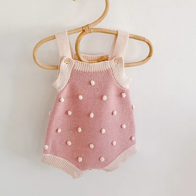 Ins Autumn Infant Toddler Baby Rompers Children Girl Boy Handmade Ball Knitted Woolen Knitwear Jumper Kids Romper Clothes
