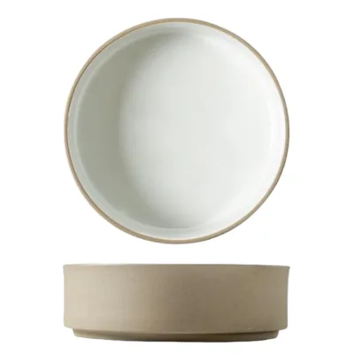 Microwave / Oven / Dishwasher Safe Natural Clay Color With White Inside Ceramic Rice Bowl Stoneware Serving Bowl Pottery Bowls