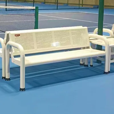 Outdoor Sport Court Rest Bench Park Chair Outside Seating Public Garden Patio Aluminum Bench Chair Set -4-Adult Capacity