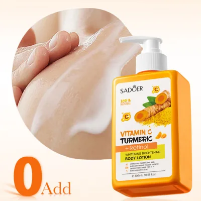Vegan 100% Pure Turmeric Whitening Body Lotion with Vitamin C Natural LongLasting Moisturizer and Smoothing Skin Care Body Cream
