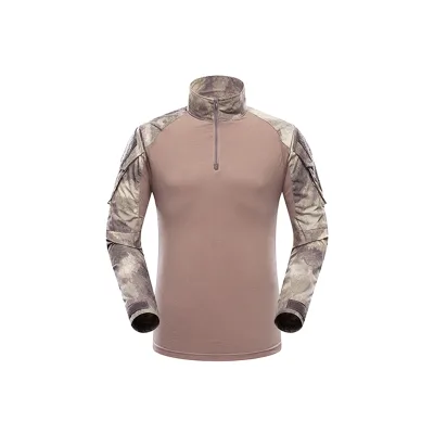 Dynamic Breathable Cotton Blend Tactical Top for Active Outdoors Zip Collar with Velcro Pocket Camouflage Shirt Adjustable Cuff