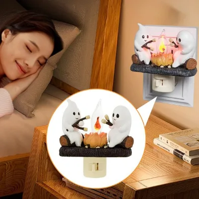 Hot Halloween Ghost Nightlight Festive Home Decoration Atmosphere Light Creative Ghost Festival Resin Crafts