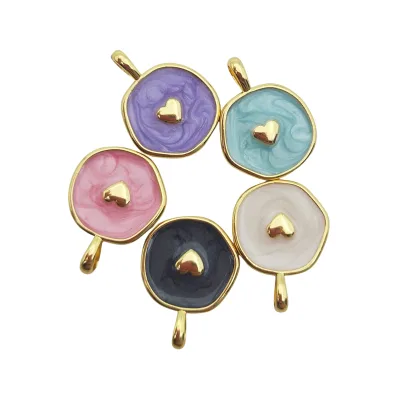 5 Colors Dripping Oil Heart Charms for Jewelry Making Supplies Cute Pendant Irregular Gold Charms Diy Earrings Necklace Bracelet