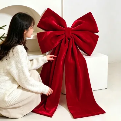 New Oversized Red Velvet Bow Decor, Christmas Festival Ornament, Wedding Photo Prop, Atmosphere Decorative Bow for Holiday