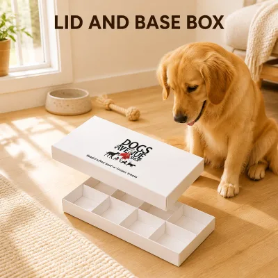 Wholesale Custom Waterproof Paperboard Lid Base Box with Sponge Liner and Eco-friendly Packaging for Pet Dog Treats