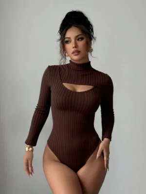 2026 Pure Color Long-sleeved Open-crotch Bodysuit Sexy Zipper Base Layer Women's Clothing