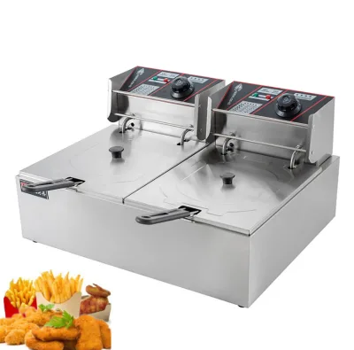 KY Commercial Electric Stainless Steel Deep Fryer 6+6L High-Power Large Capacity for Chicken Chips