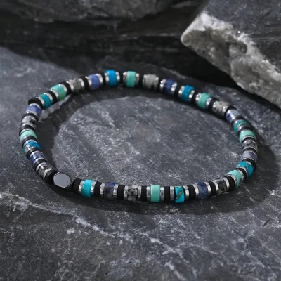 The Best-selling New Bohemian Cylindrical Semi-gemstone Men's Jewelry Is Fashionable, Retro and Versatile