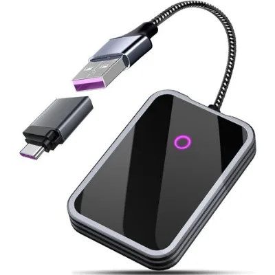 Carplay Wireless Adapter, 2-in-1 Android Auto Wireless Carplay Adapter 2024, Converts Wired to Wireless Carplay Adapter Cars 2016+