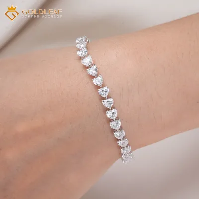 Goldleafgems Custom 14K Solid White Gold IGI Certified Lab Grown Diamond Tennis Link Bracelet Luxury Fine Jewelry Gift for Women