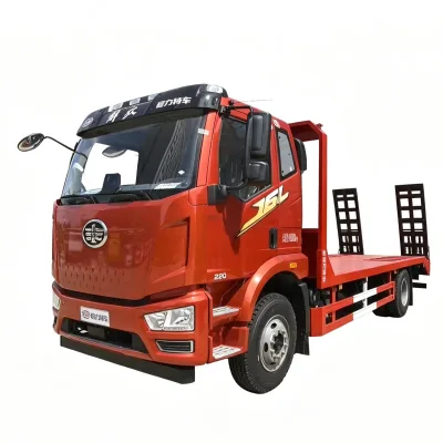 FAW Medium Duty Flatbed Transport Truck 220hp Low Bed Hauler Truck 10Ton Load Capacity Used for Construction Machinery Delivery