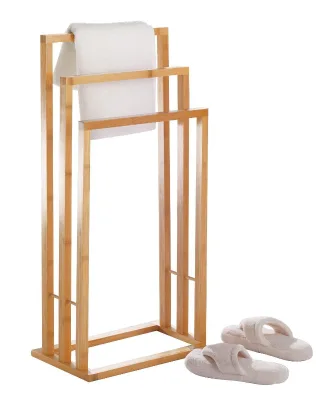Bamboo Storage Rack Bamboo Towel Rack with 3 Rods