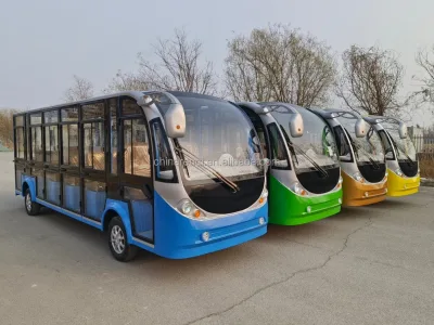 Elite Luxury 14 Seater Enclosed Electric Sightseeing Bus With AC Climate Control for VIP Resort and International Theme Park