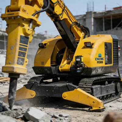 CNCMC PC800 Crawler Excavator High Impact Force 105dB Noise Portable Remote Controller Flexible Steering High Operating
