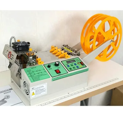 Automatic Computer Controlled Hot & Cold Knife Stretch Shoes Lace War Loop Cutting Machine