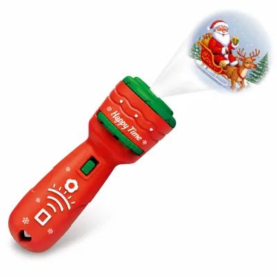 Christmas Projection Flashlight Toy 24 Images Slides Torch Light Kids Santa Reindeer Snowman Holiday Party Educational Gift