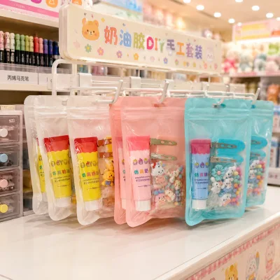 15g DIY Simulation Cream Glue Hair Clip Making Kit, Safe MSDS Craft Set with Charms and Beads for Children's Art Project