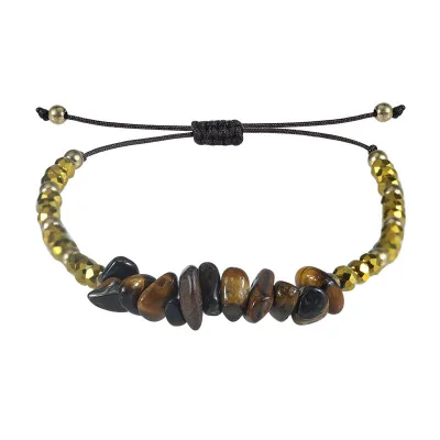 Natural colored crystal gravel bracelet, simple and versatile chain, irregular stone adjustable colored crystal bracelet