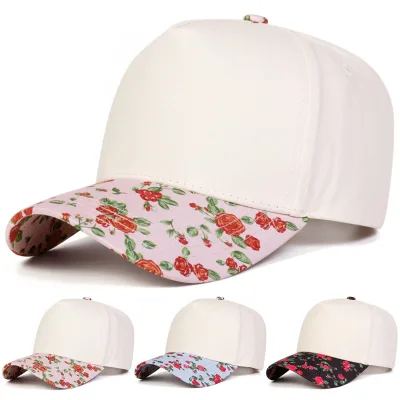 New Summer Rose Floral Print Baseball Cap Women's Casual American Style Fashion Sun Cap Trucker Cap