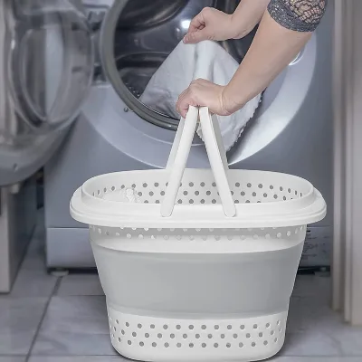 Hot Selling Product Portable Dirty Laundry Basket Container Organizer Silicone Storage Folding Collapsible Basket