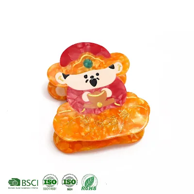 Korean Style Unique Rhinestone Acetate Hair Claw Cute Custom Hair Clip Wholesale