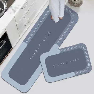 Custom 2 Pack Non slip Rubber Diatomite Bath Mat Water Absorbent Kitchen Mat Printing Anti slip Door Mat for Home and Kitchen