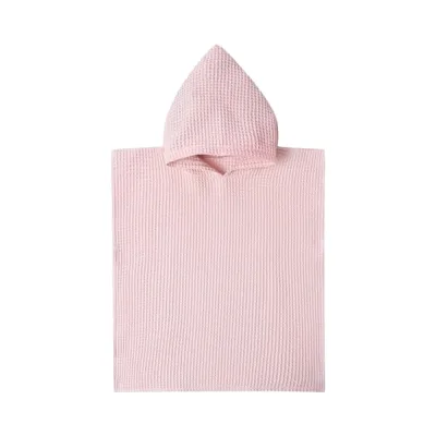 Premium 24'' x 22'' Waffle Cotton Hooded Bath Towel for Toddlers 0-3 Years Solid Pattern Absorbent Home Use Baby Bath Towel