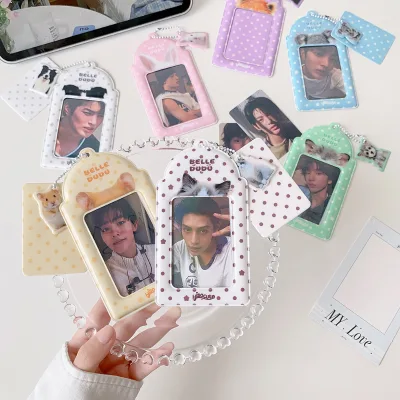 PVC Cartoon Animal Transparent Hollow Card Holder 3-inch Card Holder Backpack Decorative Pendant Welcome Custom Design