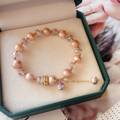 Natural Baroque Freshwater Pearl Bracelet for Women's Light Luxury High-end Pearl Beaded Bracelet for Best Friend