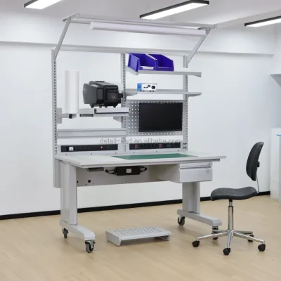 Detall LaptopAssembly Laptop Assembly Workbench ESD Safe Electronics Table Articulating Arm Parts Tray Grounding Point ISO 9001